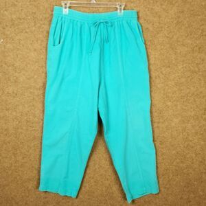 Vintage Erika Classics Drawstring Elastic Waist Pants Large 100% Cotton Teal